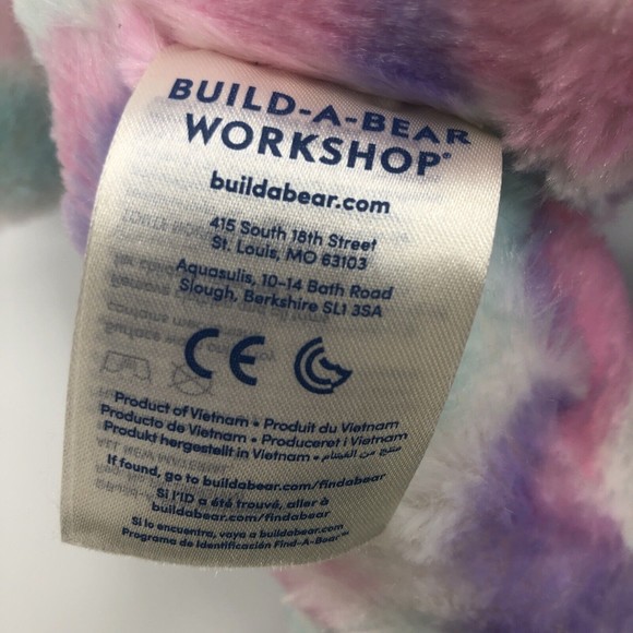 Build A Bear BAB Cotton Candy Cat Kitten Plush Stuffed Animal Tie Dye Pastel 16" - Picture 9 of 12